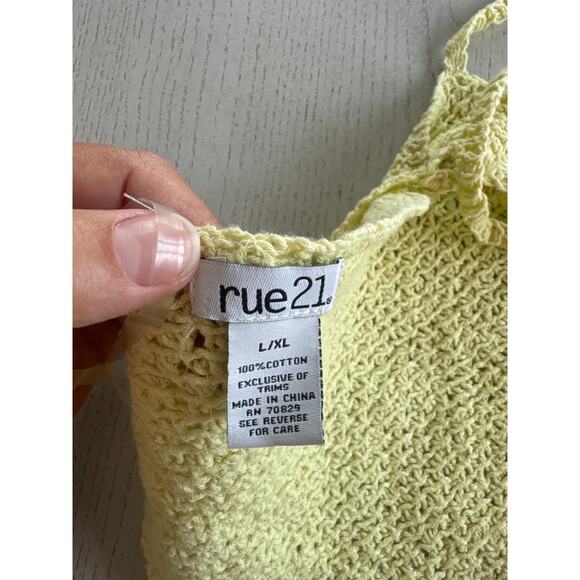 Rue 21 Butter Yellow Neon Green Crochet Bandana Top Baddie Bimbocore - Picture 5 of 5